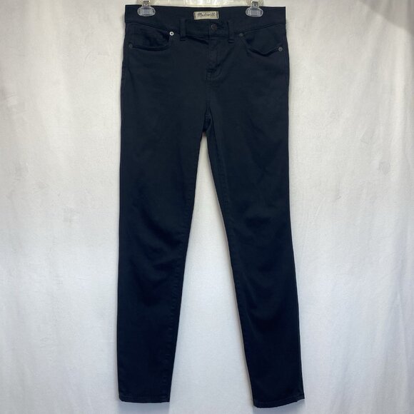Madewell High Riser Mid-Rise Skinny Leg Pants Women 27 Black Stretch Flat Front - Picture 1 of 15